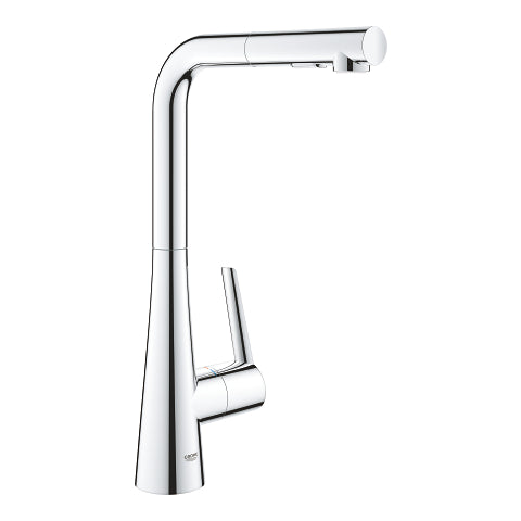 GROHE Zedra L-Spout Chrome Pull-Out Dual Spray Kitchen Mixer - 32 553 002