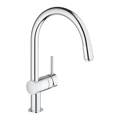 GROHE Minta C-Spout Chrome Pull-Out Mousseur Kitchen Mixer - 32 918 000